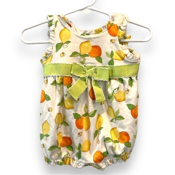 GYMBOREE | Baby Infant girls bubble romper | lemons and oranges 🍊🍋 Size 0-3 M - Picture 1 of 4